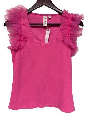 Anthropologie Dolan Left Coast Collection Pink Tank Top Ruffled Small NEW Tulle